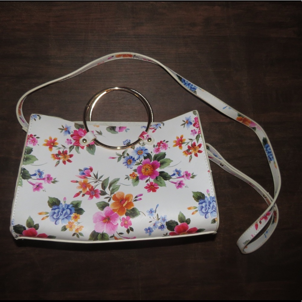 White floral purse